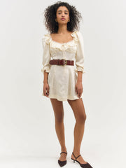 Carla Jacquard Mini Dress — Cream