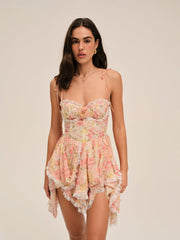 Elea Asymmetrical Mini Dress — Peach