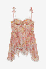 Elea Asymmetrical Mini Dress — Peach