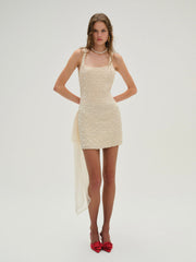 Frosted Organza Mini Dress — Cream