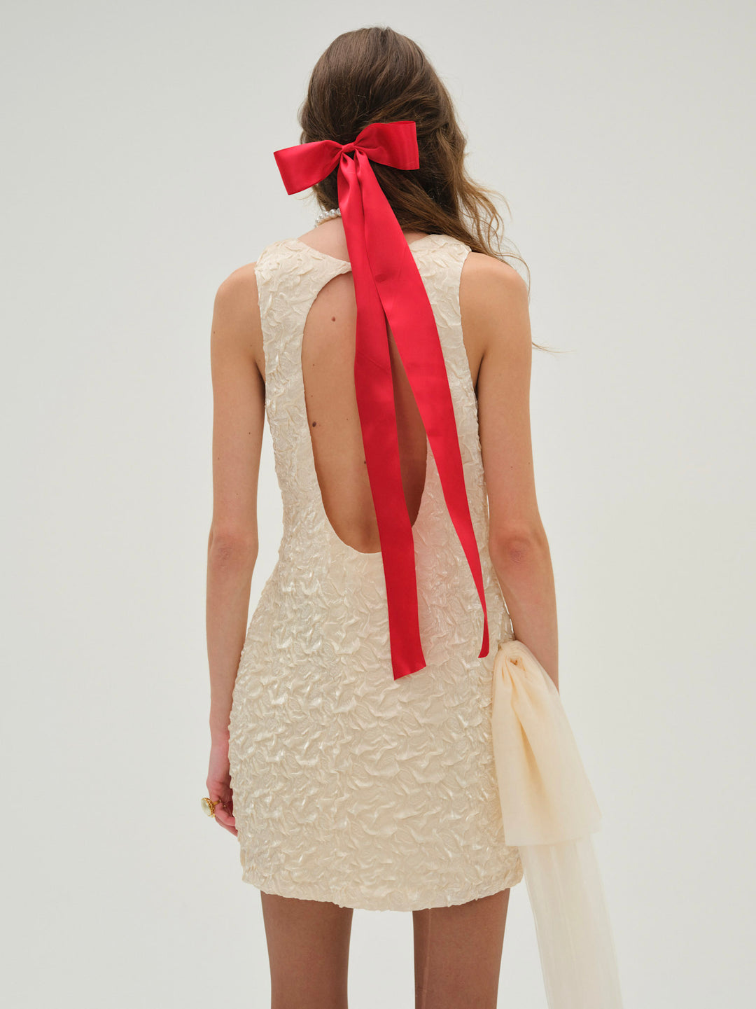 Frosted Organza Mini Dress — Cream