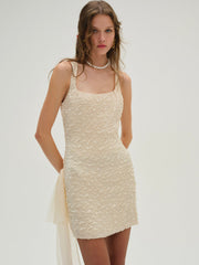 Frosted Organza Mini Dress — Cream