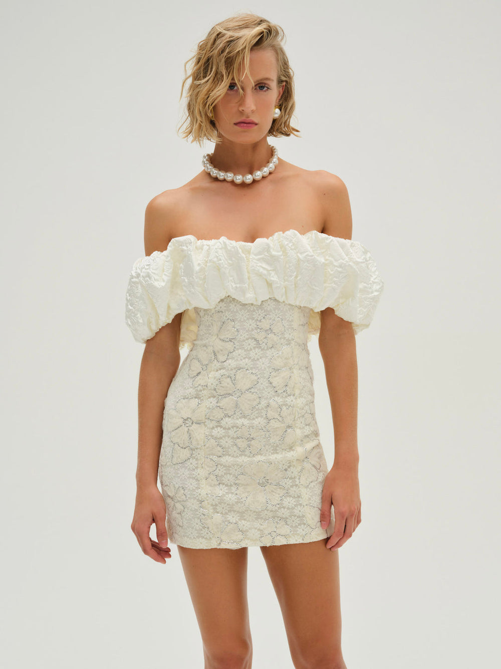 Snowflake Daisy Mini Dress — Cream