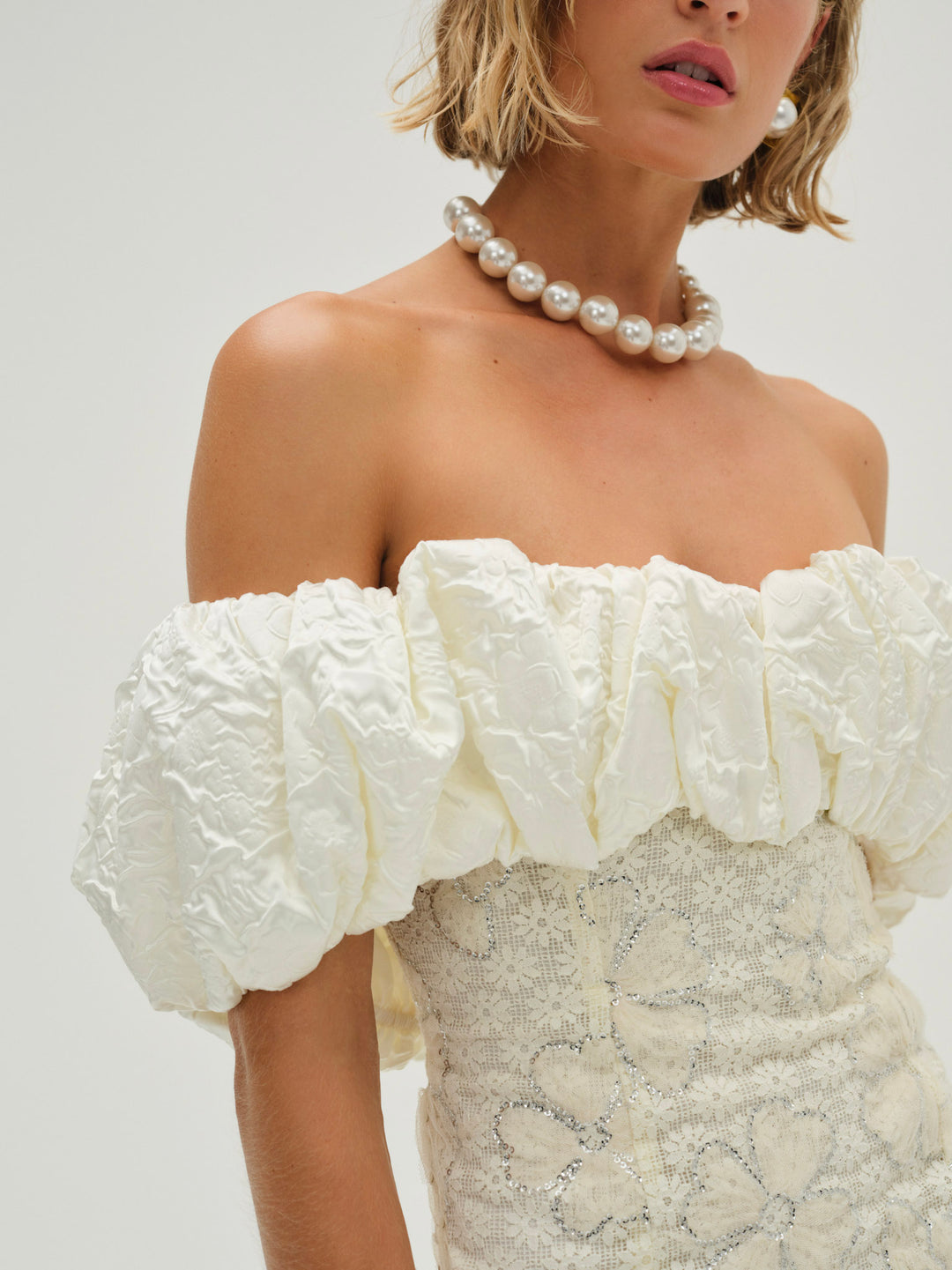 Snowflake Daisy Mini Dress — Cream