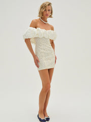 Snowflake Daisy Mini Dress — Cream