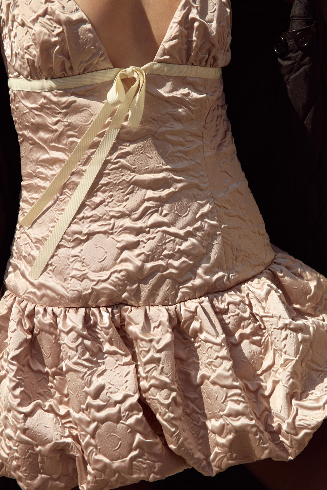 Flower Satin Mini Dress — Pink