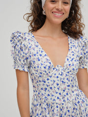 Paulina Puff Sleeve Dress — Blue