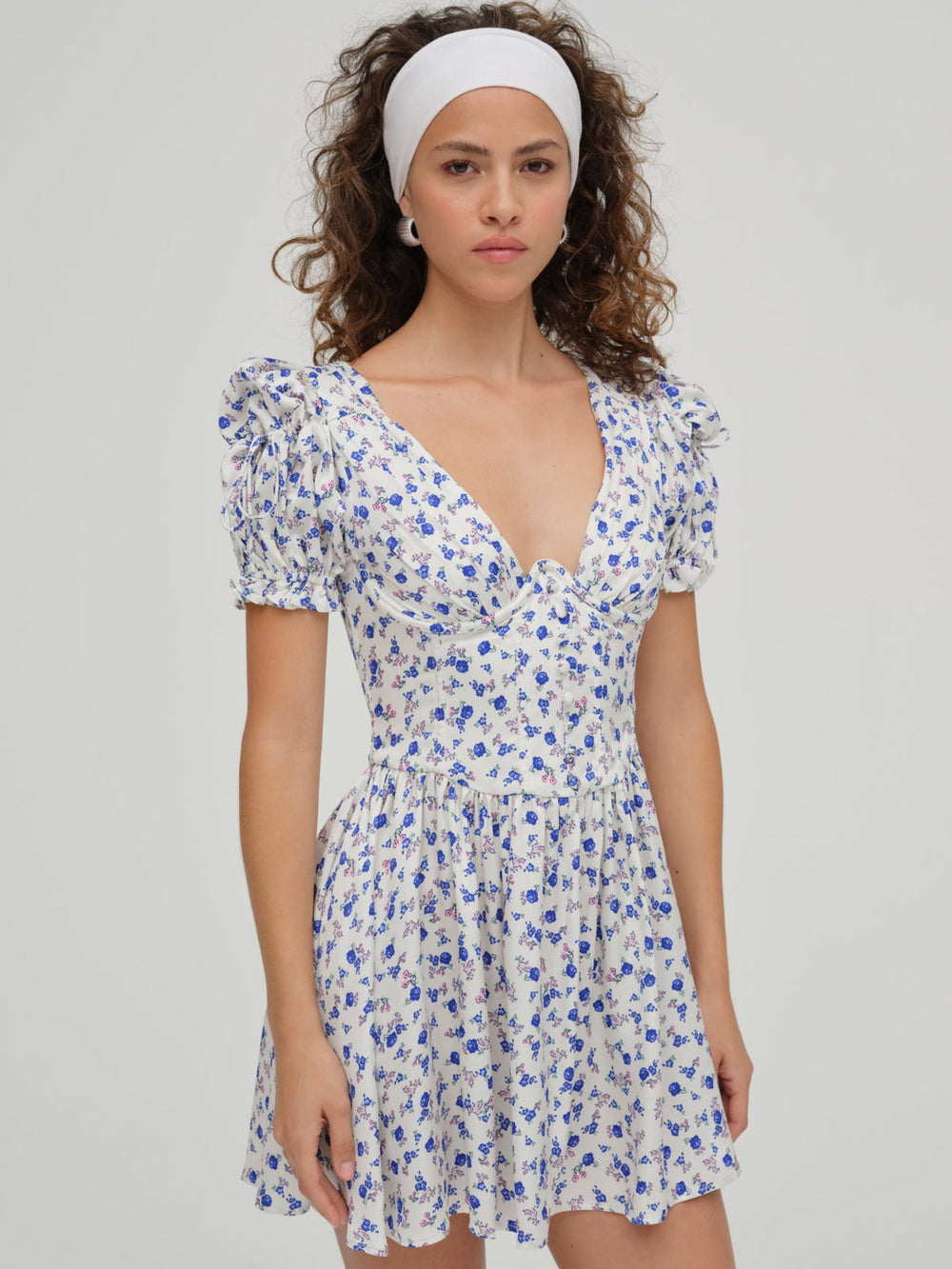 Paulina Puff Sleeve Dress — Blue