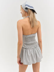 Janice Halter Mini Dress — Blue