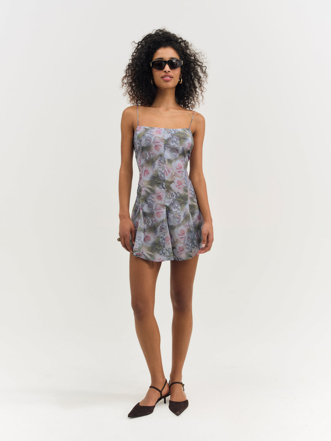 Fallen Floral Mini Dress — Purple