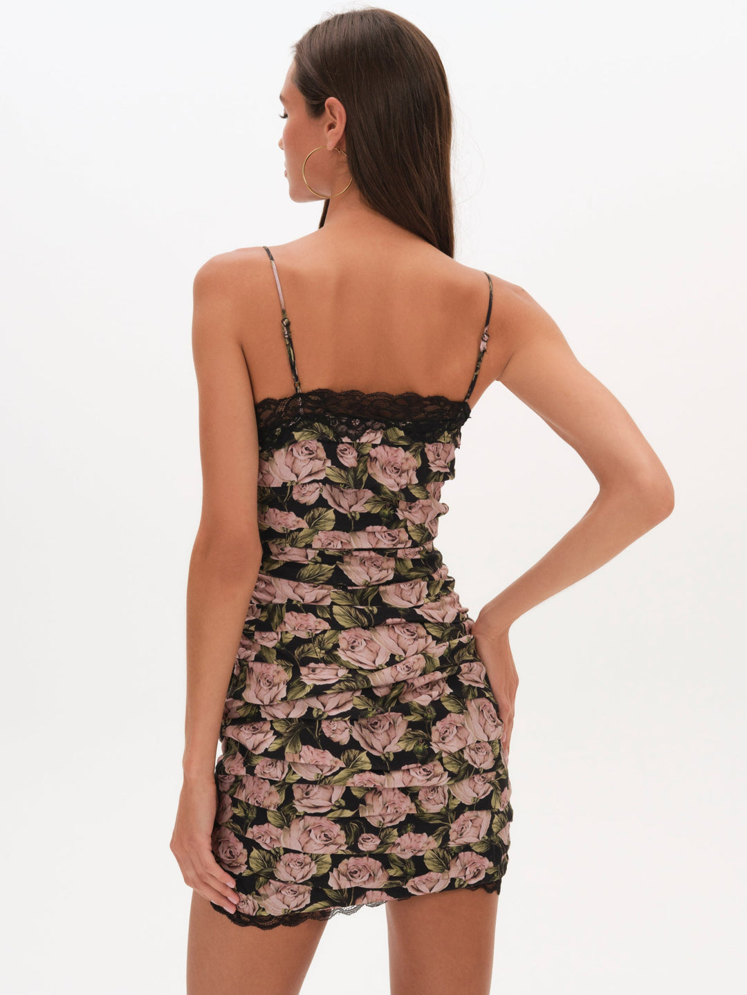 Fallen Rose Mini Dress — Black
