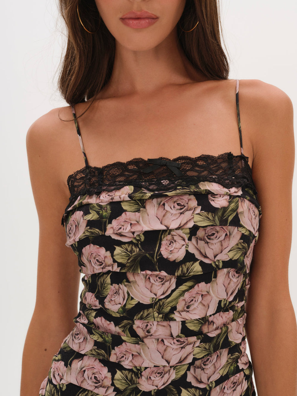 Fallen Rose Mini Dress — Black