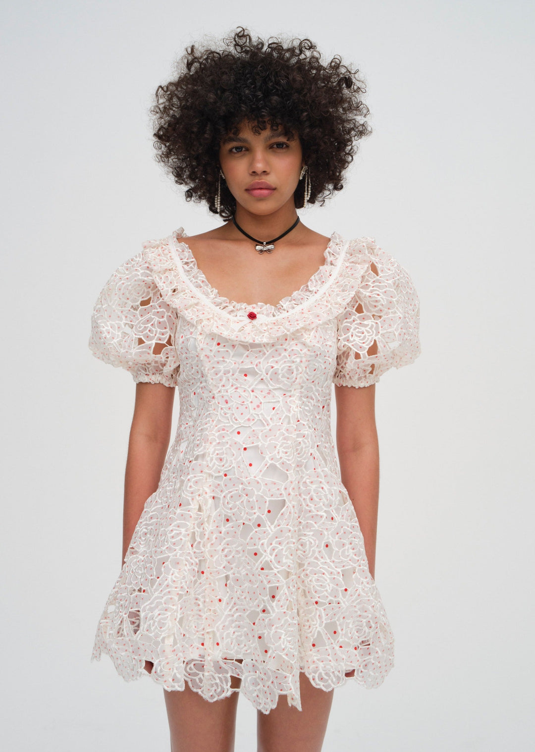 Aphrodite Embroidered Mini Dress — White