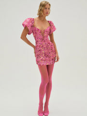 Blurred Roses Mini Dress — Pink