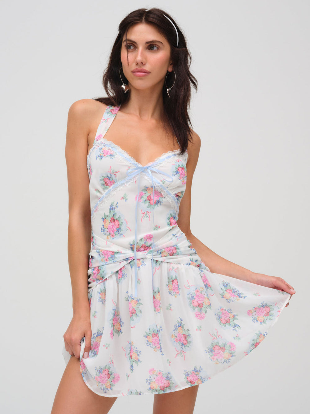 Doily Bouquet Mini Dress — White