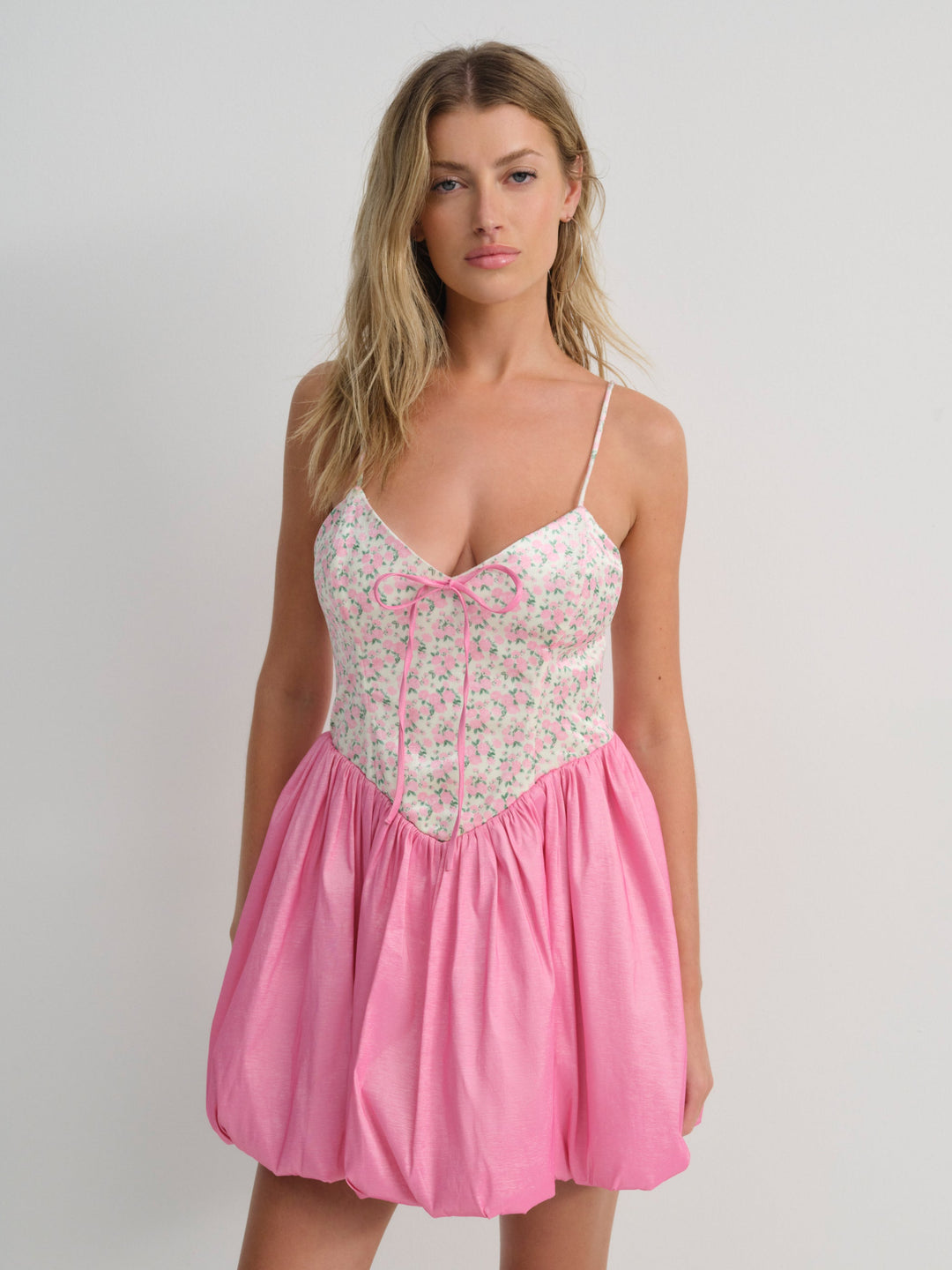 Berry Bud Bubble Mini Dress — Pink