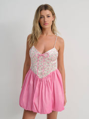 Berry Bud Bubble Mini Dress — Pink