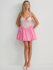 Berry Bud Bubble Mini Dress — Pink