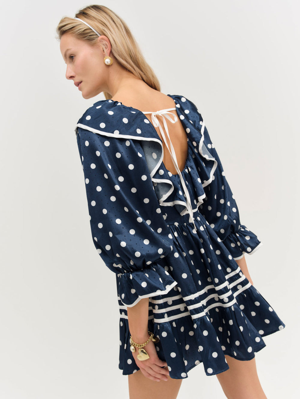 Seaside Dot Mini Dress — Navy