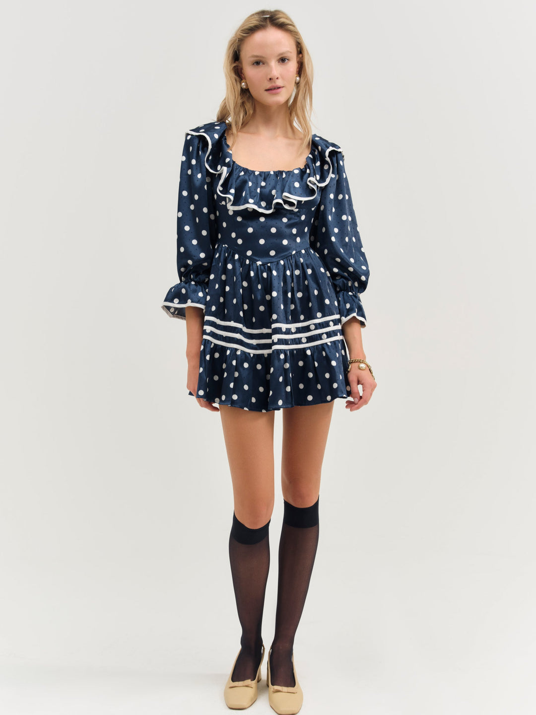 Seaside Dot Mini Dress — Navy