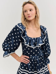 Seaside Dot Mini Dress — Navy