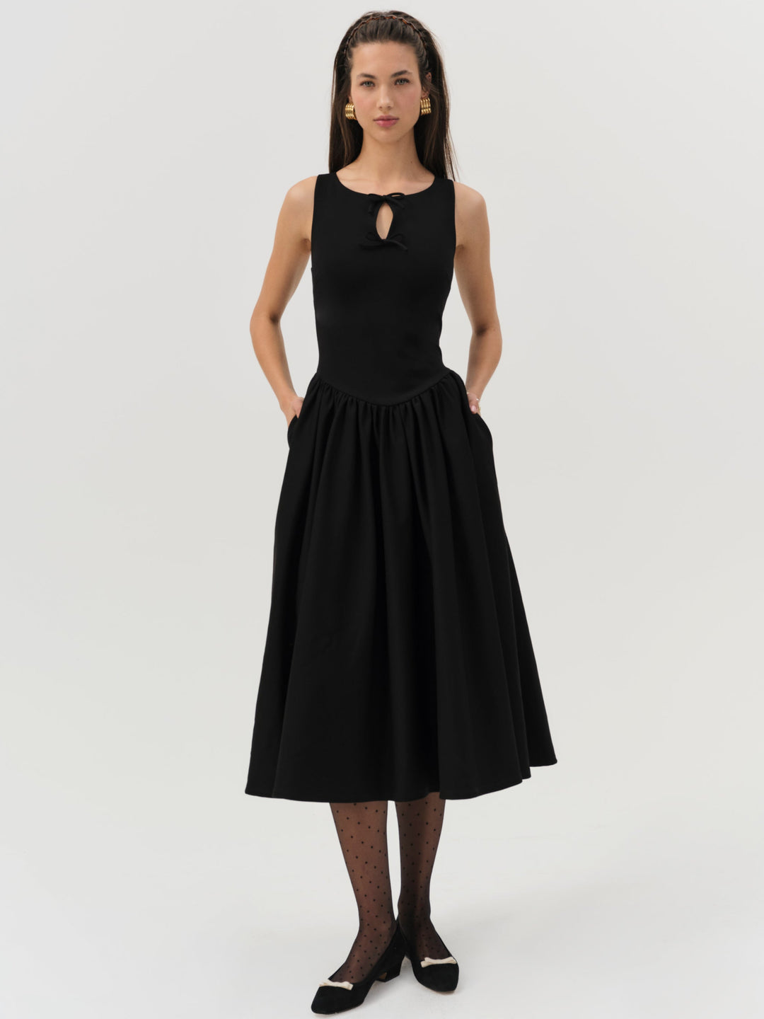 Anika Midi Dress — Black