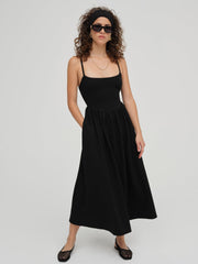 Wilhelmina Midi Dress — Black