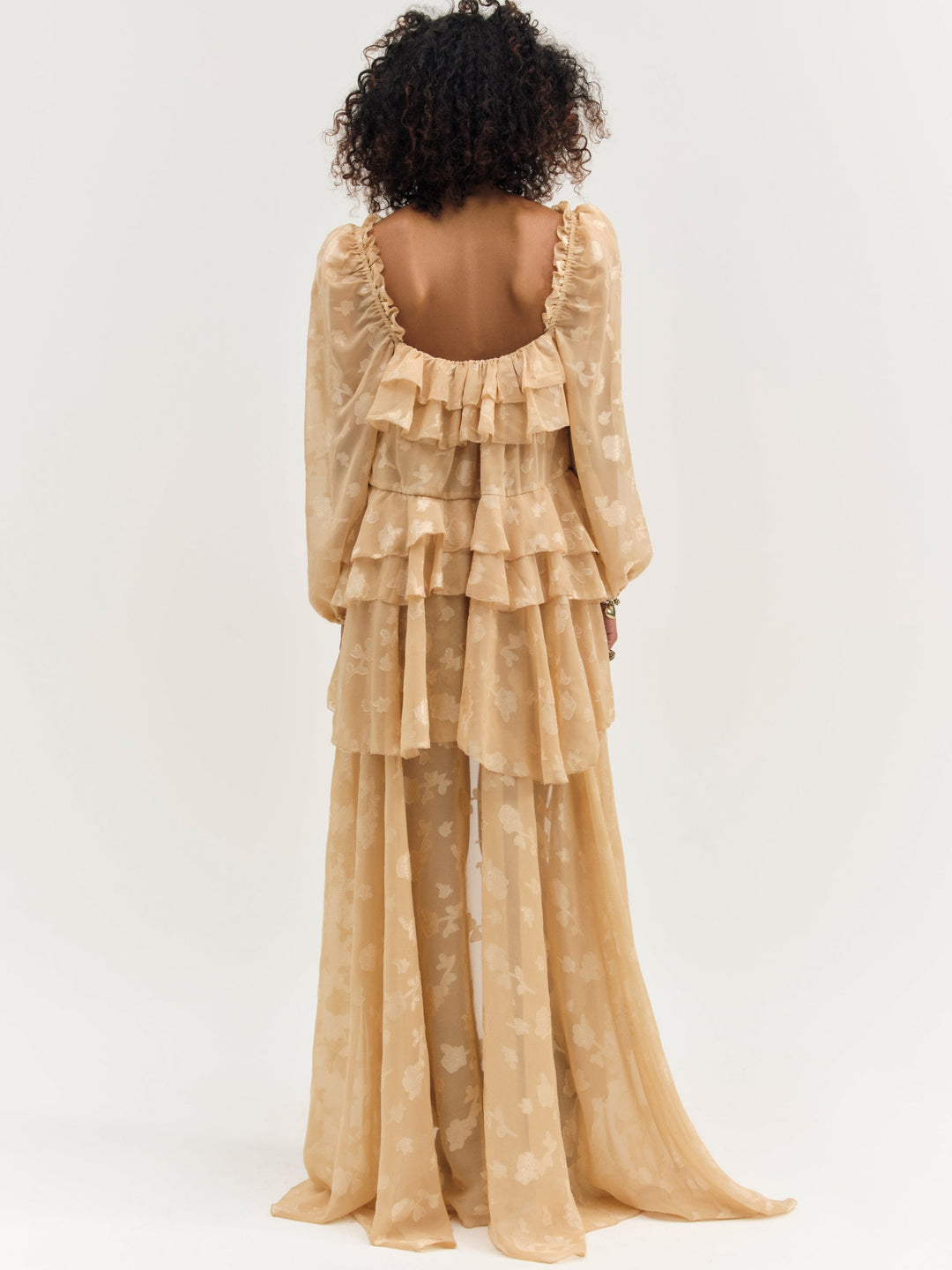 Colette Satin Burnout Maxi Dress — Taupe