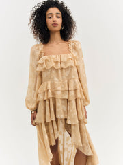 Colette Satin Burnout Maxi Dress — Taupe
