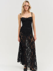 Claudia Rose Lace Maxi Dress — Black