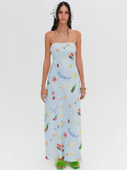 Carla Strapless Maxi Dress — Blue