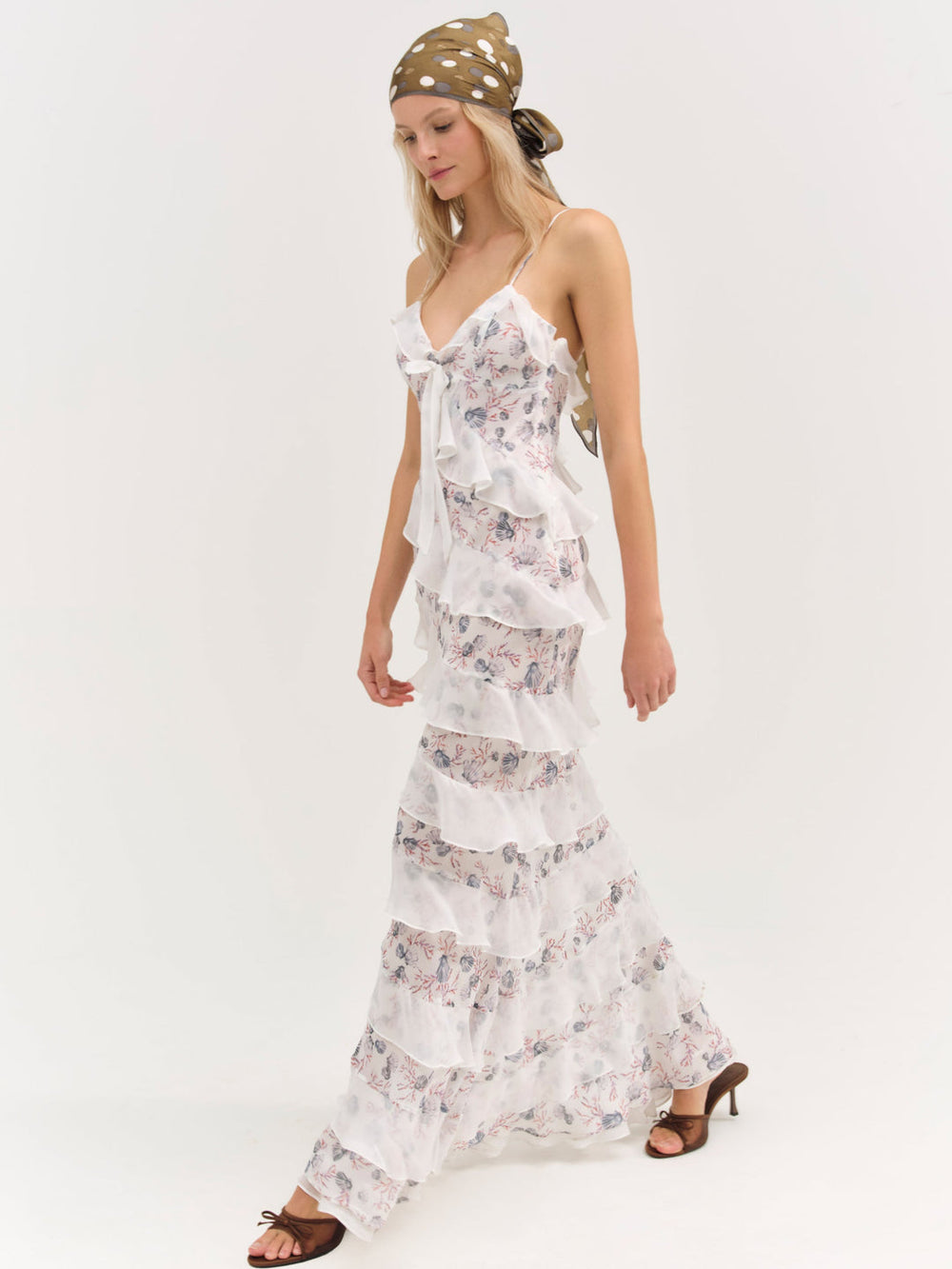 Debby Ruffled Maxi Dress — White