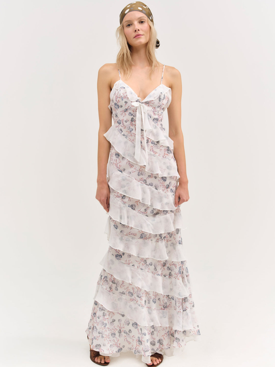 Debby Ruffled Maxi Dress — White